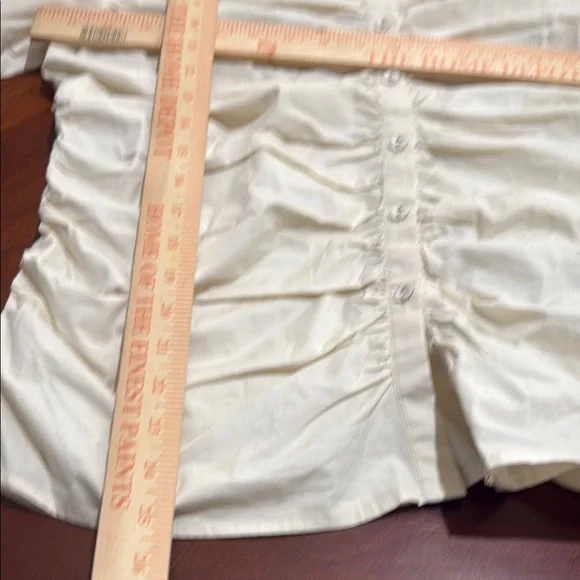 Anthropologie Bohme Cream Ruched Puff Sleeve cottage core milkmaid Frankie top - Picture 9 of 12